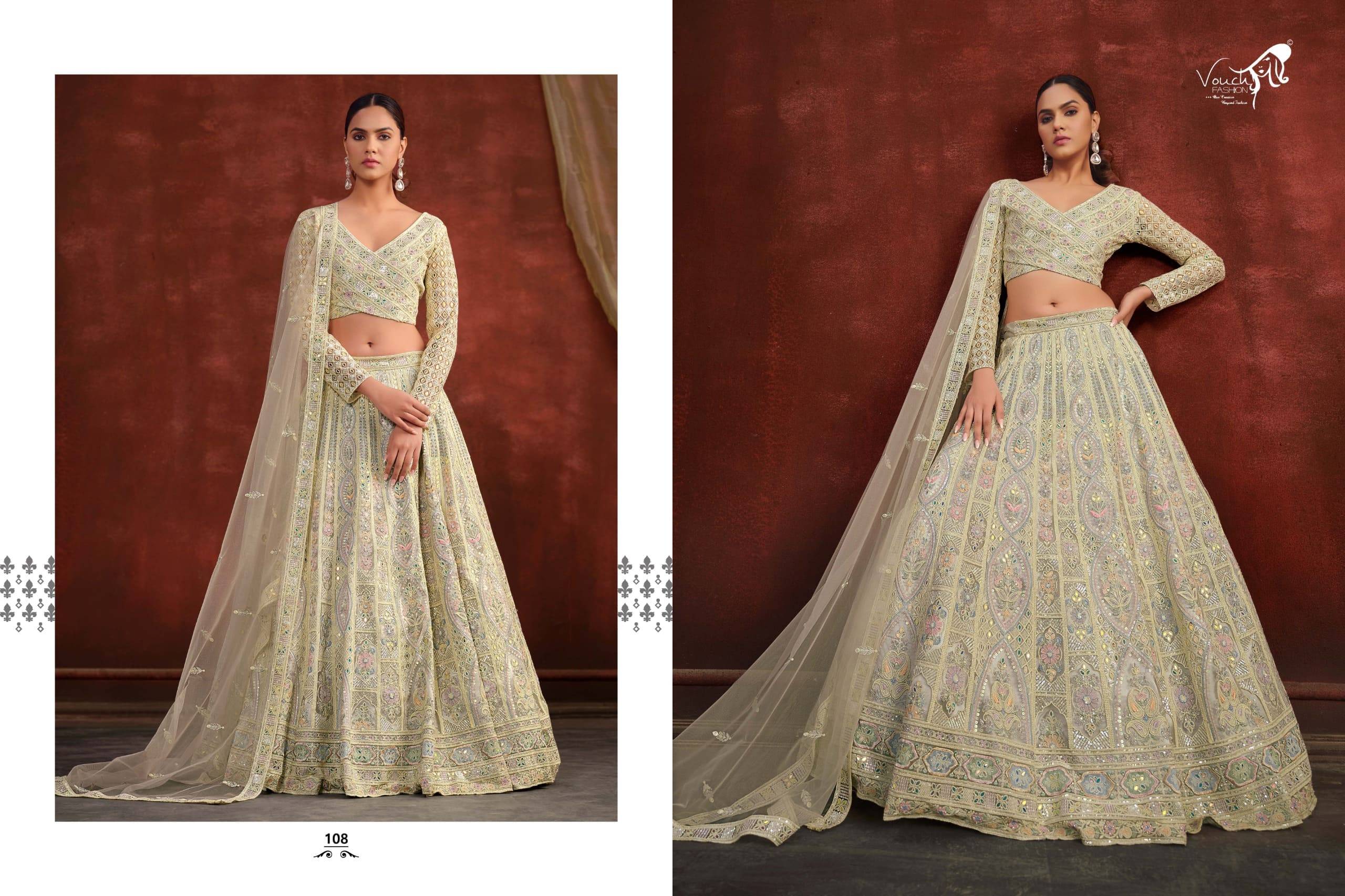 Sanya vol-2 by vouche 101 To 109 Series Festive Wear Collection Beautiful Stylish Colorful Fancy Party Wear & Occasional Wear Chinnon/Georgette Lehengas At Wholesale Price